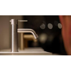 Mitigeur lavabo RESPIRO bec haut avec vidage Push-open Inox brossé réf. RS131128/2IX