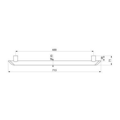 Barre d'appui Be-Line Ø35 L.600 aluminium noir mat Réf. 511906BK
