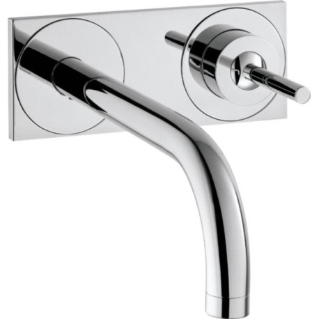 Mitigeur de lavabo mural Axor UNO² encastré avec bec court de 165 mm et plaque de recouvrement, chromé réf. 38112000