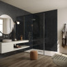 Système de panneaux muraux étanches Polyrey Nuance support composite profil rainure + languette - Marbre D'Ambria Noir M080 finition BRI - 260x60cm x 11,7mm