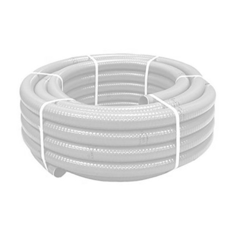 Tuyau flexible transparent avec spirale blanche diamètre 40 extérieur montage avec raccords PVC à coller ou raccords à serrage extérieur couronne de 25 m Réf. 454740
