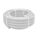 Tuyau flexible transparent avec spirale blanche diamètre 40 extérieur montage avec raccords PVC à coller ou raccords à serrage extérieur couronne de 25 m Réf. 454740