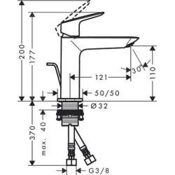 Mitigeur de lavabo 110 Logis Fine avec tirette et vidage Chromé Réf. 71251000