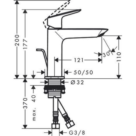 Mitigeur de lavabo 110 Logis Fine avec tirette et vidage Chromé Réf. 71251000