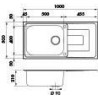 Evier portofino 1 grande cuve 1 egouttoir a encastrer reversible inox lisse 1000 x 500 réf. EV48011 IL