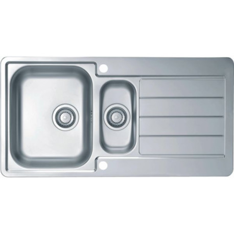 Évier en inox à encastrer 1 bac + 1/2 bac + 1 égouttoir l. 98 x prof. 50 cm