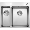 Cuve à encastrer à fleur en inox lisse BLANCO ANDANO 340/180 IF/A 1 Cuve 1/2 sans égouttoir vidage 90mm InFino auto et Push Controlet siphon couleur satiné gde Cuve à droite garantie à vie Réf. 525247