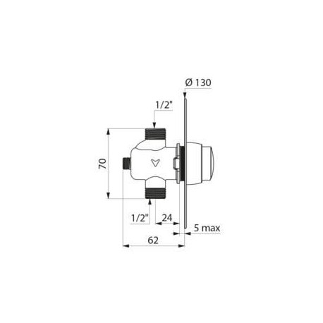 Robinet temporisé 7 sec Temposoft 2 pour urinoir, à déclenchement souple pour pose en encastré sous rosace D 130 mm réf. 777130
