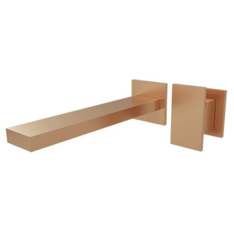 Mitigeur lavabo mural TABULA 2 trous saillie 23 Cm Or Rose Brossé Réf. TA25934P