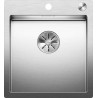 Evier à encastrer à fleur en inox lisse BLANCO CLARON 400 IF 1 cuve sans égouttoir vidage 90mm auto InFino et BLANCO PushControlet siphon couleur brossé aspect mat garantie à vie Réf. 521632