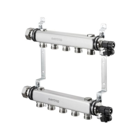 Distributeur/collecteur en acier inoxydable «Multidis SH» 11 circuits, à joint plat raccordement aux circuits 3/4" M Réf.1407261
