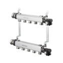 Distributeur/collecteur en acier inoxydable «Multidis SH» 11 circuits, à joint plat raccordement aux circuits 3/4" M Réf.1407261