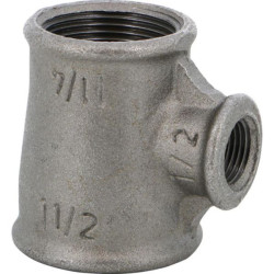 Té réduit 130R fonte malléable noir femelle 33x20x33 réf.130N3320