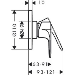Set de finition  Rebris S pour mitigeur douche encastré Chromé Réf. 72649000
