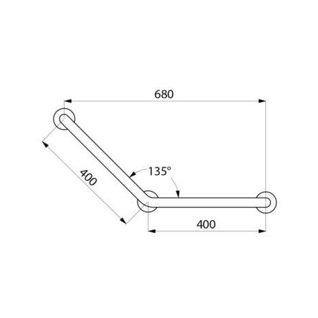 Barre à 135° diamètre 32 mm 400 x 400 mm 3 points de fixation inox poli brillant réf. 5082P