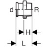 Jonction filetée D15-1/2mm, acier carbone Réf 21703