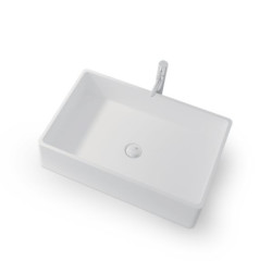 Vasque rectangulaire UNO 60 x 40 cm finition blanc mat sans trop plein Réf. NS-9009