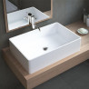 Vasque rectangulaire UNO 60 x 40 cm finition blanc mat sans trop plein Réf. NS-9009