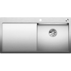 Evier à encastrer à fleur en inox lisse BLANCO CLARON 6S IF/A 1 cuve 1/2 1 égouttoir à droite vidage 90mm auto InFino et BLANCO PushControlet siphon couleur brossé aspect mat garantie à vie Réf. 521646