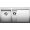 Evier à encastrer à fleur en inox lisse BLANCO CLARON 6S IF/A 1 cuve 1/2 1 égouttoir à droite vidage 90mm auto InFino et BLANCO PushControlet siphon couleur brossé aspect mat garantie à vie Réf. 521646