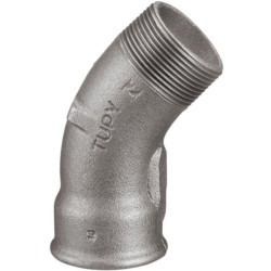 Courbe 45° fonte malléable galvanisée 40 mâle-femelle 33x42 réf.40G33