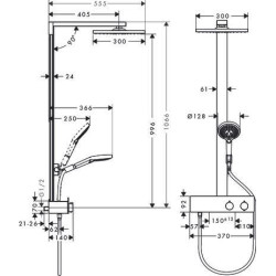 Colonne de douche SHOWERPIPE RAINDANCE E 300 1jet 350 ST réf. 27361000