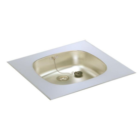 Evier à encastrer PMR en inox 18/10, 1 cuve profondeur 10 cm, 1 vidage complet, bonde diamètre 5 cm, bouchon plastique Vidage à l'arrière réf. EECH047A00
