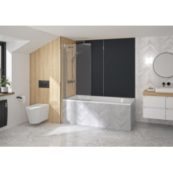 Pare-bain Supra Samoa, pivotant, 75, profilé chromé, verre transparent Réf : PB150CTN