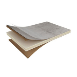 Système de panneaux muraux étanches Polyrey Nuance support composite profil bord arrondi + languette - Gris Perle G003 finition FIA - 260x120cm x 11,7mm