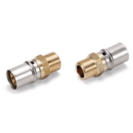 Manchon à sertir à visser mâle fixe Fluxo laiton diamètre 16x1/2mm réf. FLM1615M