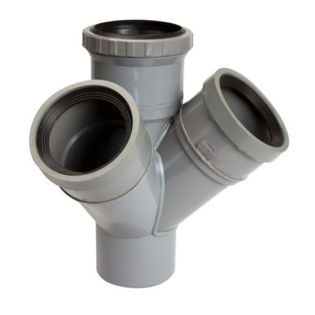 Culotte à 45° système J double d'équerre avec joint de dilatation diamètre 100 amt14j