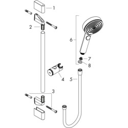 Set de douche 105 Pulsify Select S 3jets EcoSmart 9l/min avec barre C 65 cm blanc mat Réf : 24161700