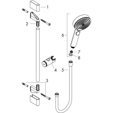 Set de douche 105 Pulsify Select S 3jets EcoSmart 9l/min avec barre C 65 cm blanc mat Réf : 24161700