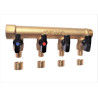 Distributeur MF 3/4" entraxe 50mm 6 piquages avec mini vannes intégrées à glissement Ø16 Réf. 958G-6G16