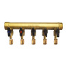Distributeur MF 3/4" entraxe 50mm 6 piquages avec mini vannes intégrées à glissement Ø16 Réf. 958G-6G16