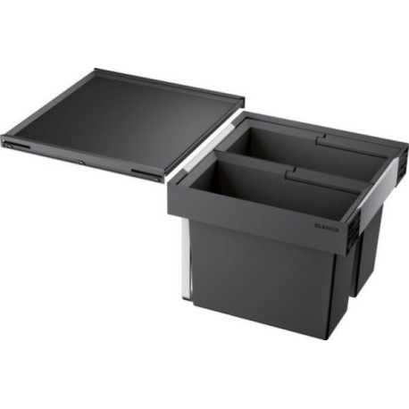 Poubelle tri sélectif en plastique noir BLANCO FLEXON II 45/2 manuel 1 seau de 16L et 1 seau de 16L garantie 2 ans Réf. 521468