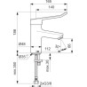 Mitigeur OKYRIS PRO lavabo manette ajourée sans tirette ni vidage réf. D2464AA