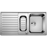 Evier à encastrer à fleur en acier inox BLANCOCLASSIC PRO 6 S-IF 1 cuve 1/2 égouttoir réversible vidage 90mm auto InFino et siphon couleur inox satiné garantie à vie Réf. 523665