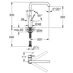 Mitigeur monocommande évier ESSENCE bec L Hard graphite réf. 30269A00