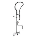 Colonne mélangeur évier PRESTO CHEF deux trous sur plage avec douchette, bec de remplissage L. 340 mm Chromé Réf : 70828