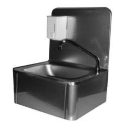 Lave-mains a commande par façade basulante L40 x l33,5 x H59,5 avec dosseret et distributeur de savon réf. 61122