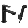 Mitigeur de lavabo 110 Rebris S avec bidette et flexible 160cm sans tirette ni vidage Noir mat Réf. 72215670