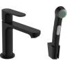 Mitigeur de lavabo 110 Rebris S avec bidette et flexible 160cm sans tirette ni vidage Noir mat Réf. 72215670