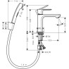 Mitigeur de lavabo 110 Rebris S avec bidette et flexible 160cm sans tirette ni vidage Noir mat Réf. 72215670