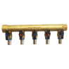 Distributeur MF 3/4" entraxe 50mm 6 piquages avec mini vannes intégrées à sertir Ø16 Réf. 958G-6S16