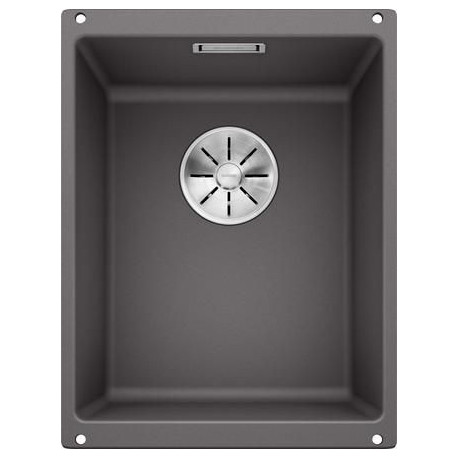 Cuve à intégrer sous plan en SILGRANITPuraDur BLANCOSUBLINE 320 U 1 Cuve sans égouttoir vidage 90 mm InFino manuel et siphon couleur gris rocher garantie 10 ans Réf. 523407