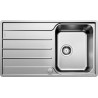 Evier à encastrer à fleur de plan en acier inox BLANCO LEMIS 45 S-IF Mini 1 cuve 1 égouttoir Mini réversible 2 percements vidage automatique 90mm garantie à vie Réf. 525114
