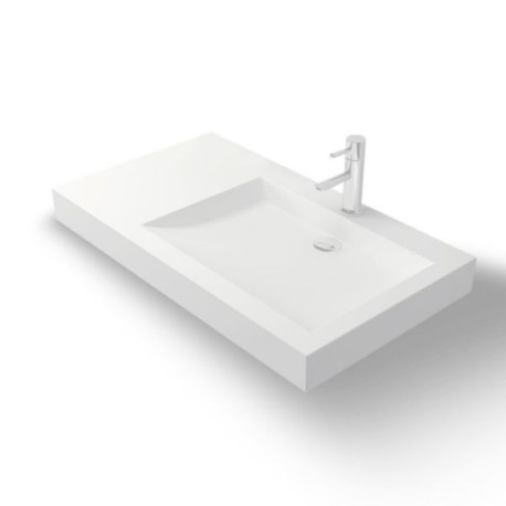 Vasque rectangulaire PALERMA D 81x 45,5 cm finition mat sans trop plein version mitigeur à droite Réf. NS-0209D