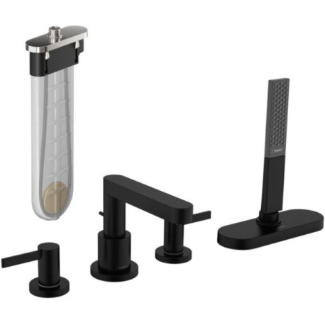 Set de finition mélangeur Finoris 4 trous pour montage sur bord de baignoire avec sBox noir mat Réf : 76444670