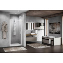 Porte de douche pivotante Zephyros 2.0 G 76 extensibilité 76-82 verre trempé transparent blanc Mat Réf : ZEP2G76-1U